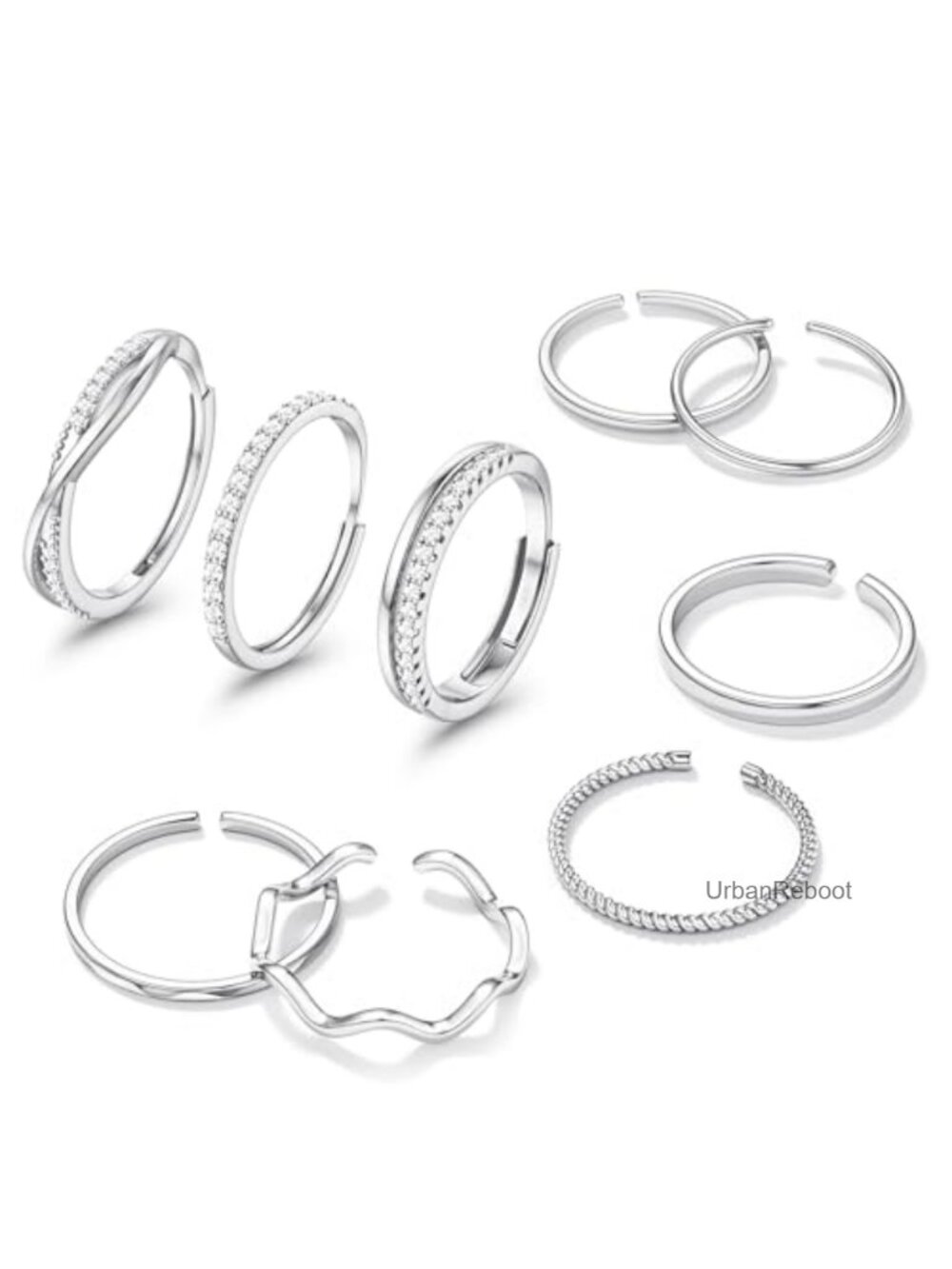 Stackable Rings for Women Adjustable 14K Plated Copper Set of 9